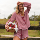 Sunday Blouse and Novie Shorts Set Red Gingham