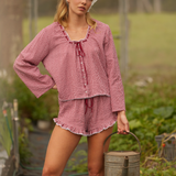 Sunday Blouse and Novie Shorts Set Red Gingham