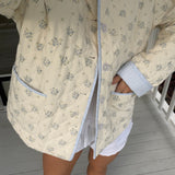 Bella Quilted Jacket - Blue Floral