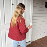 Poppy Quilted Jacket - Burgundy Stripe