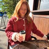 Poppy Quilted Jacket - Burgundy Stripe