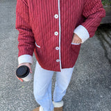 Poppy Quilted Jacket - Burgundy Stripe