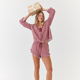 Sunday Blouse and Novie Shorts Set Red Gingham