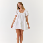 Soft breathable cotton used in white summer dress