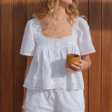 Goldie Blouse & Juni Shorts White Set