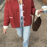 Poppy Quilted Jacket - Burgundy Stripe