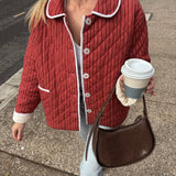 Poppy Quilted Jacket - Burgundy Stripe